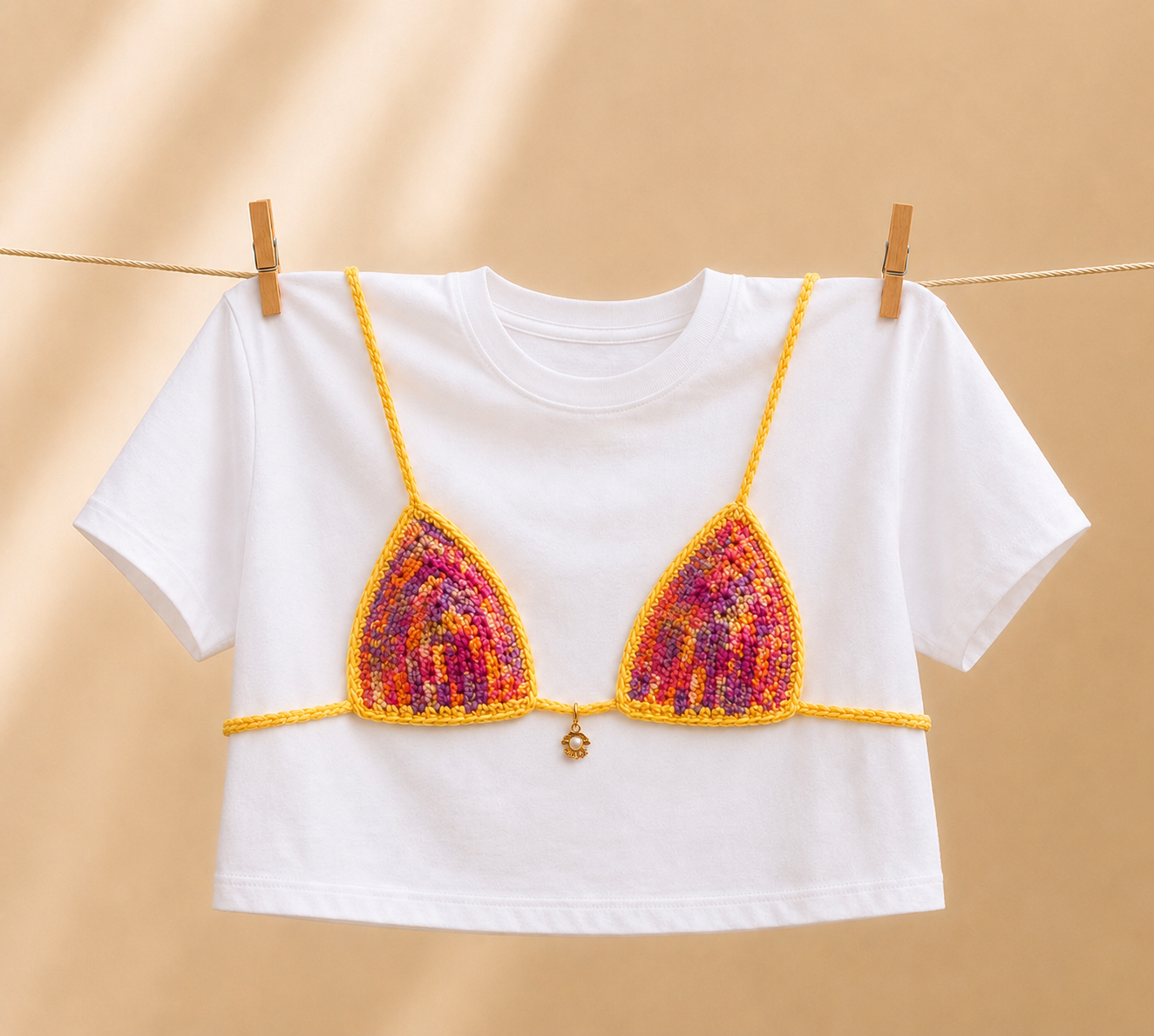 Crochet Bikini Shirt- Yellow Ibiza