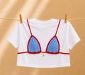 Crochet Bikini Shirt- Blue & Red