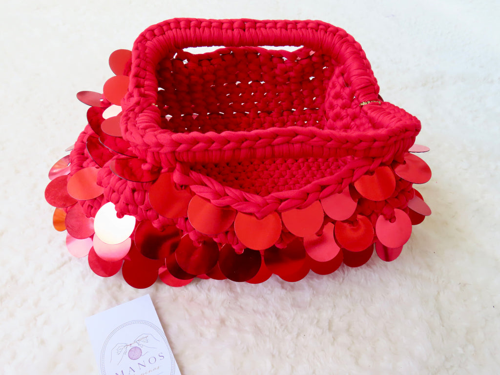Crochet Red Sequin Clutch
