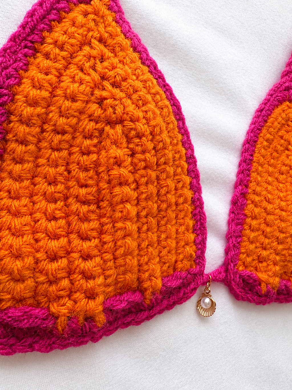 Crochet Bikini Shirt- Orange & Pink