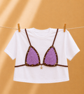 Crochet Bikini Shirt- Purple & Brown Sequin