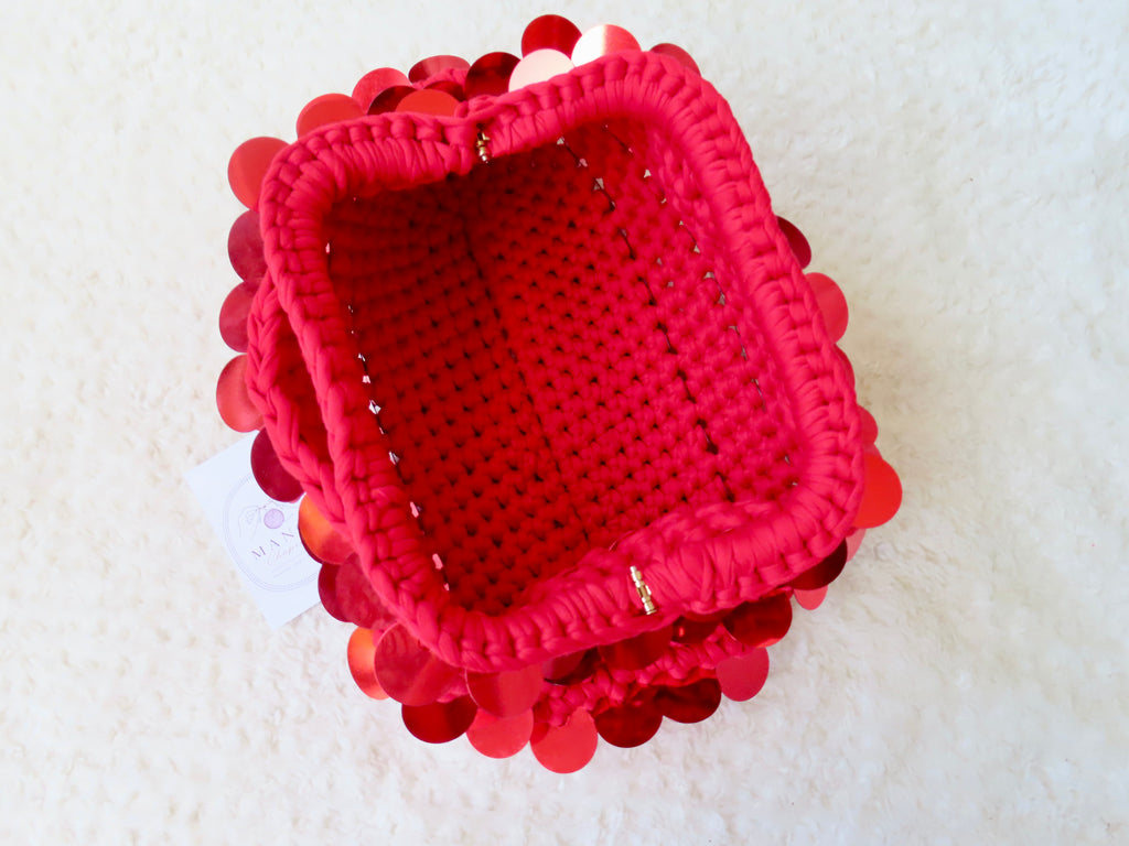Crochet Red Sequin Clutch