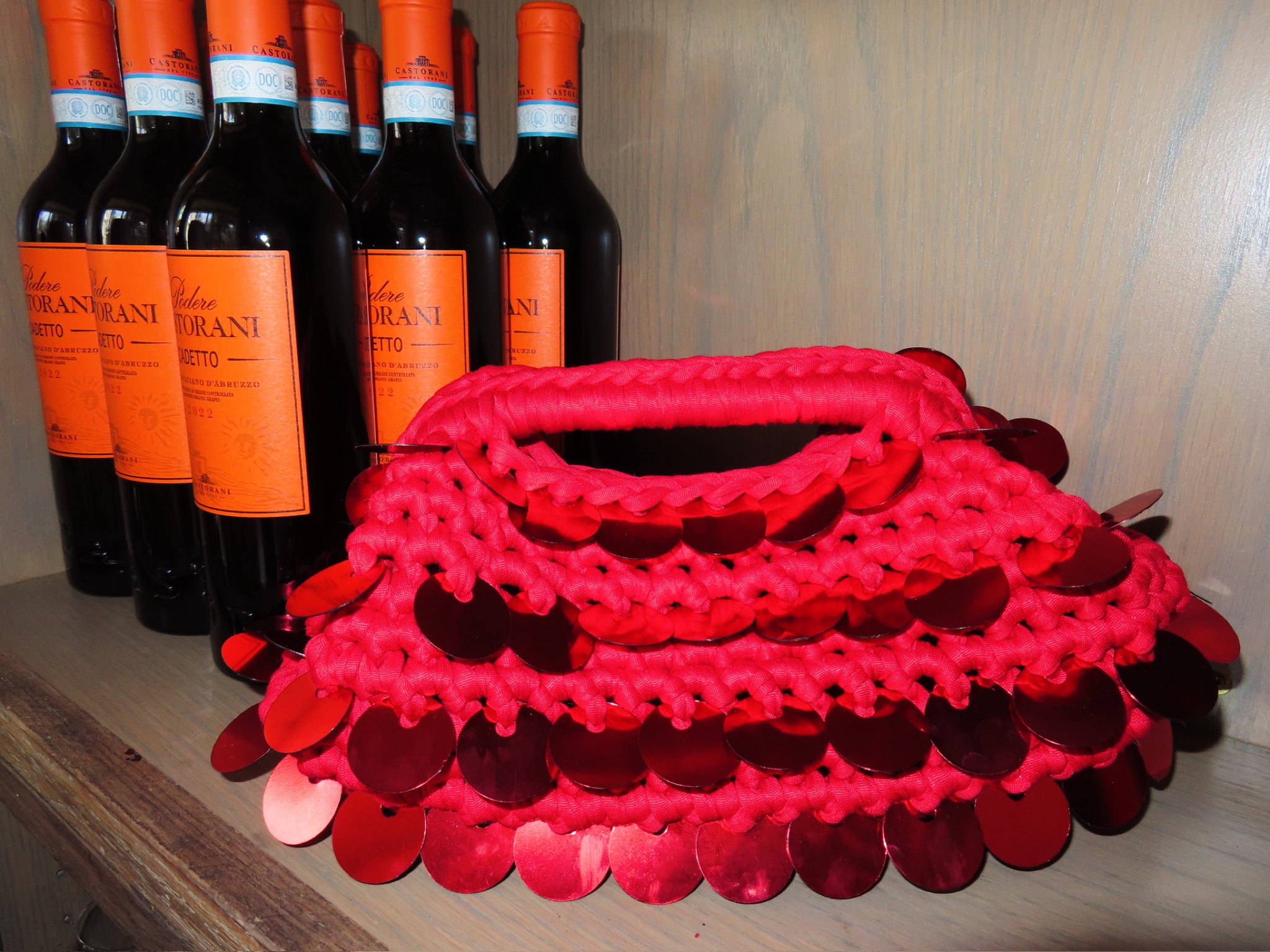 Crochet Red Sequin Clutch