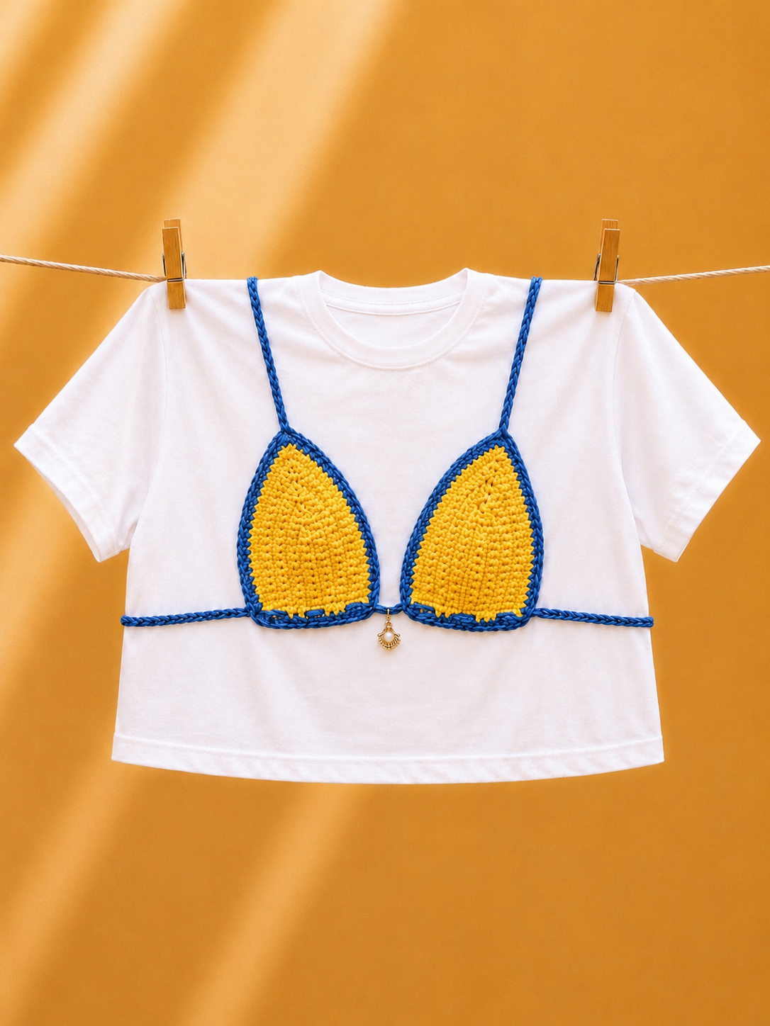 Crochet Bikini Shirt- Yellow & Blue