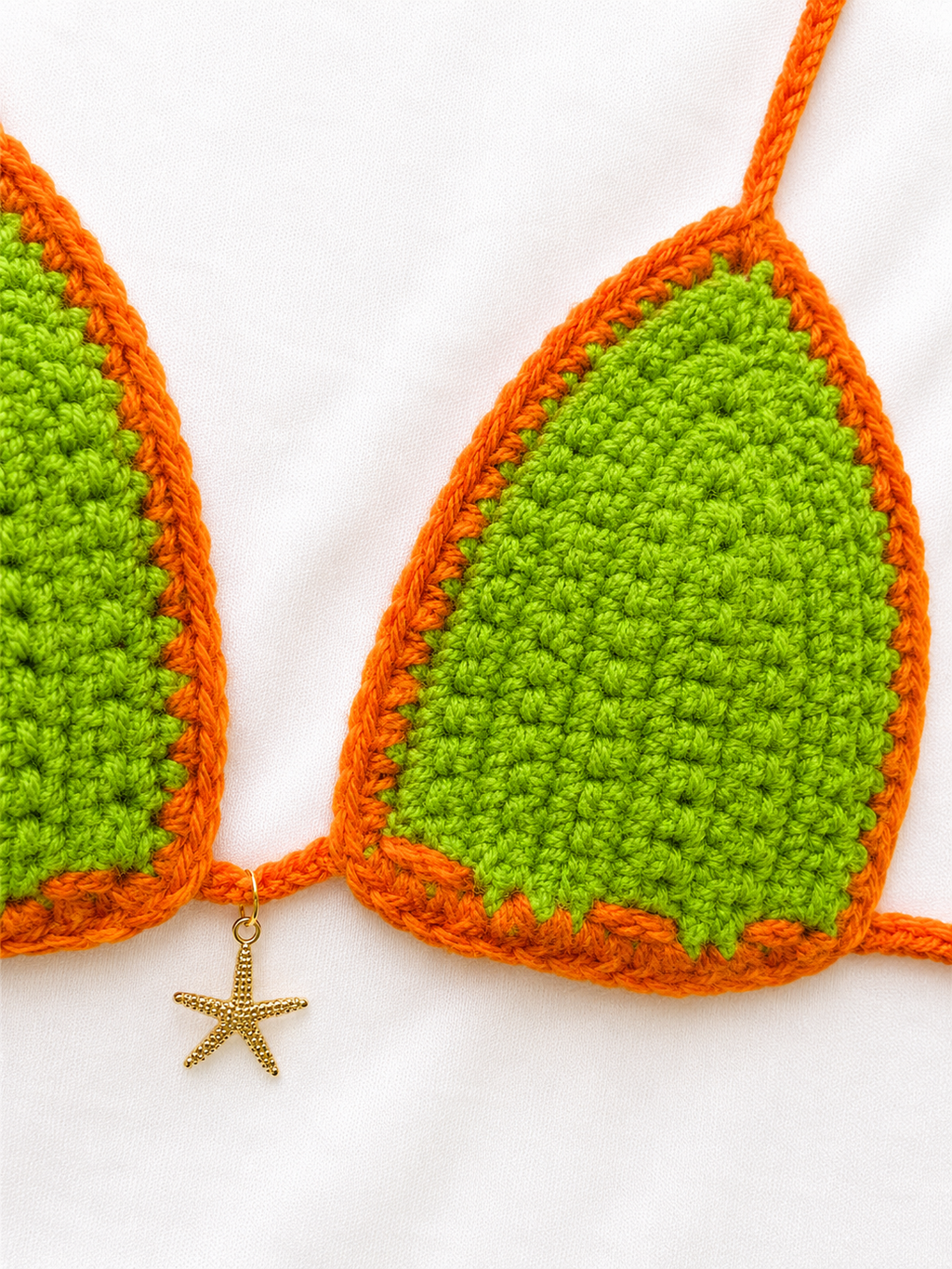 Crochet Bikini Shirt- Green & Orange